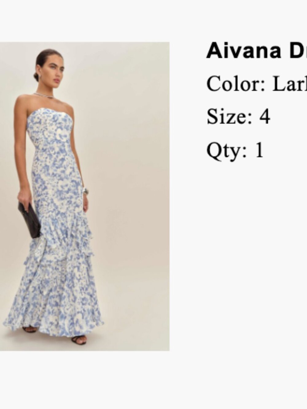 Reformation Aivana Dress Color: Larkspur Size: 4